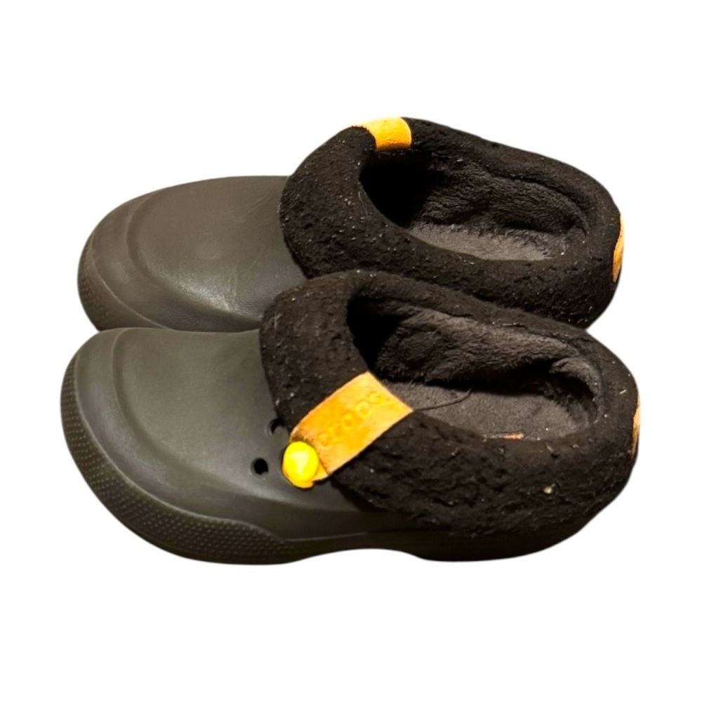Crocs Slip On Shoes Chocolate Brown with Faux Fur Children's Size 1 Unisex Clogs